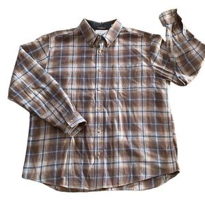 Weatherproof‎ Men’s Brown Blue Flannel Button Down Long Sleeve Shirt Size XXL